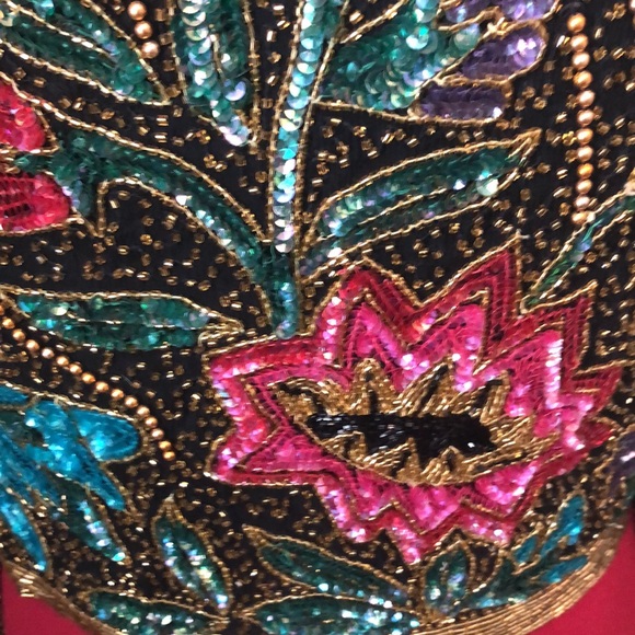 NWT Vintage Night Vogue Evening Jacket S 100 Silk Pearl Beads Sequins sparkling - Picture 9 of 16